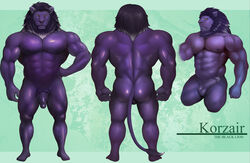 abs anthro ass balls biceps big_muscles bulk erection feline fur humanoid korzair_lion lion male male_only mammal mane model_sheet musclegod124 muscles nipples pecs penis pose solo standing toned