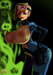 1girls alternate_version_available blue_eyes cleavage curvy danny_phantom erect_nipples female goggles huge_areolae huge_ass huge_breasts madeline_fenton puffy_nipples red_lips sexfire short_hair thick_lips voluptuous wide_hips