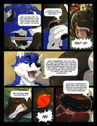 2015 2boys anal anal_sex anal_tugging anthro anus ass balls big_penis black_penis bladder bondage bound canine clenched_teeth collar comic dialogue dinosaur erection fox from_behind fur furry furry_only hybrid internal internal_view male male_only mammal multiple_males nipples nix nox_(sonicfox) open_mouth penetration penis prostate prostate_massage prostate_stimulation rape_face reptile scalie sex size_difference small_dom_big_sub sonicfox teeth wfa wolf x-ray yaoi