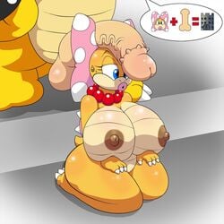 2015 anthro areola balls big_breasts bowser breasts erect_nipples female half-erect huge_breasts huge_cock imminent_sex kneeling koopa koopalings male mario_(series) nintendo nipples penis penis_on_head scalie semi-erect super_mario_world thegeckodemon thegeckoninja video_games wendy_o._koopa