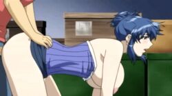 animated blue_hair bouncing_breasts breasts brown_hair choker doggy_style erection female fushimi_kenta huge_breasts male penis sanjou_miku sex shimai_tsuma_3 shimaizuma_3 straight uncensored