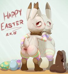 2015 anus armwear ass blush buckteeth bunnelby chocolate digitigrade dildo easter easter_bunny easter_eggs egg english_text gaping gaping_anus holidays hollo_nut lagomorph legwear looking_at_viewer looking_back male male_only mammal mirror nintendo pokemon presenting presenting_anus rabbit raised_tail rear_view sex_toy sheath solo spread_anus spreading text video_games