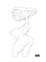 big_ass big_breasts big_nipples big_thighs female huge_ass huge_breasts huge_butt line_art monster monster_girl mushroom mushroom_girl mushroom_humanoid plant plant_girl