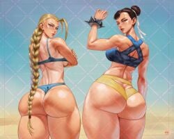 ass ass_focus bubble_ass bubble_butt cammy_white capcom chun-li fighting_game lewd mature_female milf panties sexy sports_bra street_fighter underwear video_games