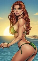 bikini curvy_figure green_bikini jean_grey lewd marvel marvel_comics marvel_girl phoenix_(x-men) red_hair redhair sexy shy x-men