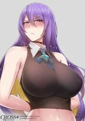 1girls big_breasts blush breasts female female_focus hololive hololive_indonesia huge_breasts long_hair looking_at_viewer moona_hoshinova purple_eyes purple_hair sweat sweaty tagme tummy virtual_youtuber xpurasu