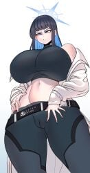 abs blue_archive cameltoe female female_only fit_female halo js4935 looking_at_viewer pussy saori_(blue_archive) sportswear
