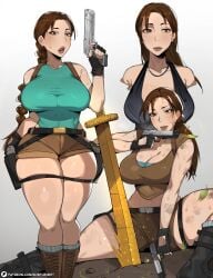 bobtheneet elijahzx female huge_breasts lara_croft shorts tagme thick_thighs tomb_raider voluptuous_female