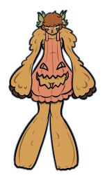 absurd_res alpha_channel angry anthro clothed clothing costume female female_only flat_chested food fruit halloween hi_res holidays mammal nilla_(tartaurus) no_underwear pilosan plant pumpkin sloth solo tartaurus transparent_background xenarthran