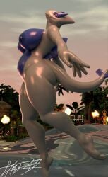 anthro areola big_breasts blue_areola blue_nipples breasts female generation_2_pokemon genitals hi_res humanoid itmy09 legendary_pokemon looking_at_viewer lugia nintendo nipples nude pokemon pokemon_(species) solo tail