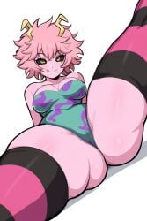 1girls ai_generated ashido_mina ass big_breasts female grin mina_ashido mullon my_hero_academia novelai pink_hair smile superheroine thick_thighs