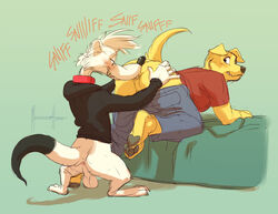 anthro ass_sniffing balls canine duo ermine gay male male/male male_only mammal meesh mustelid sniffing stoaty travis_(meesh) yaoi