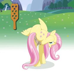 anus chaosrruruus crotchboobs cutie_mark equine female fluttershy_(mlp) friendship_is_magic hair long_hair mammal my_little_pony paddle pegasus pink_hair pixel_art pussy pussy_juice solo wings