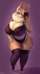 big_breasts breasts cleavage female female_only furry hazel_(shakotanbunny) huge_breasts shakotanbunny tagme thick_thighs wide_hips