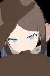 3d aacharsensei animated blowjob brown_hair dark_skinned_male hand_on_head iris_(aacharsensei) light_blue_eyes made_in_2024 tagme video