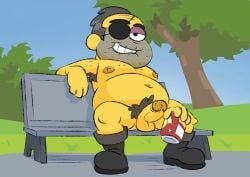 balls big_city_greens boner erection male male_only nick_mulligan nude overweight overweight_male penis posduroo sitting solo solo_male