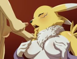 2015 breasts canine digimon faceless_male female fox fur human human_on_anthro interspecies male_human/female_anthro male_on_anthro mammal mrdoritoz open_mouth penis renamon tuft