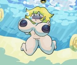 asphyxiation big_breasts big_thighs bubbles drowning huge_breasts macareunsfw mario_(series) princess_peach pussy super_mario_bros. swimming underwater