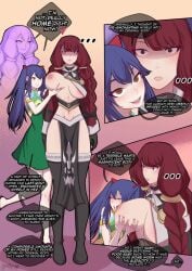 big_breasts braids clothed comic comic_page comic_panel empty_eyes fairy_tail huge_breasts irene_belserion long_hair mind_control natsu_dragneel nip_slip nipple revealing_clothes size_difference small_breasts tagme text text_box thick_thighs thighhighs thunderfire55 twintails underboob wendy_marvell wide_hips