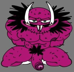 1boy big_head boner erection festro humanoid male male_only monster nipples non-human non-human_only nude pecs penis posduroo purple_skin secret_mountain_fort_awesome solo solo_male toony