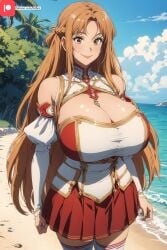 aged_up ai_generated beach long_hair milf sword_art_online tktbro very_long_hair yuuki_asuna