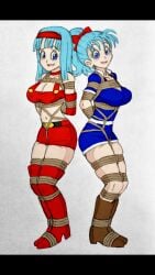 bondage bound bra_(dragon_ball) bra_briefs bulma bulma_(dragon_ball) bulma_briefs dragon_ball dragon_ball_gt full_body fully_clothed mother_and_daughter tied_up