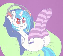 equine female friendship_is_magic happy horn legwear mammal my_little_pony open_mouth pussy red_eyes stockings tongue unicorn vinyl_scratch_(mlp) wickedsilly