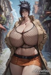 1female 1girls ai_generated ascentina ass big_ass big_breasts breasts enormous_breasts female female_only fishnet_topwear fishnets gigantic_breasts huge_breasts mature mature_body mature_figure mature_woman milf miniskirt mitarashi_anko mommy naruto naruto_(series) rain_coat slim_female slim_girl slim_waist small_waist solo solo_female tagme tall tall_female tall_girl thick thick_ass thick_thighs thighs twitter_link voluptuous voluptuous_female wide_hips