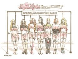 7girls commodification erenisch for_sale naked_female on_display price price_tag restrained shop shopping slave slave_collar slavegirl store