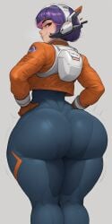 1girls 3d ai_generated big_ass blender brunobwh clothed female from_behind from_below huge_ass juno_(overwatch) looking_at_viewer looking_back looking_over_shoulder massive_ass overwatch overwatch_2 self_upload simple_background smile solo spacesuit surprised wide_hips