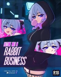 1girls black_hoodie blue_eyes blue_hair genno hatsune_miku hoodie light-skinned_female lingerie rabbit_hole_(deco*27/caststation) rabbit_hole_(vocaloid) tagme title title_page vocaloid