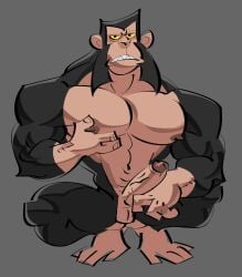 anthro balls bara barazoku boner dexter's_laboratory dial_m_for_monkey erection furry male male_only monkey muscles muscular nude penis posduroo primate simion solo solo_male squatting