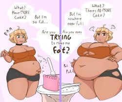 bbw before_and_after belly belly_button big_belly big_breasts big_hips big_thighs blonde_hair cake chocker dark-skinned_female dark_skin exposed_belly fat fat_arms fat_belly fat_breasts fat_cheeks fat_female fat_fetish fat_thighs huge_belly huge_breasts huge_hips huge_thighs large_belly large_breasts large_thighs massive_hips massive_thighs obese obese_female overweight overweight_female ripped_clothing ripped_clothing stomach_noises thick_thighs torn_clothes torn_clothing voluptuous weight_gain wide_hips zekareichk