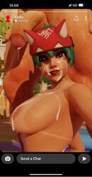 3d after_fellatio after_sex asian_female beach facial kiriko_(overwatch) large_penis overwatch pale-skinned_male public selfie snapchat