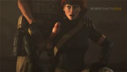 3d animated armpit female human male meryl_silverburgh metal_gear metal_gear_solid penis red_hair rorschachsfm source_filmmaker straight