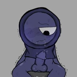 1male :3 blue_penis blue_skin cloak gray_background grey_background hoodie idk incredibox_mod jevin_(sprunki) penis pleased_expression sitting solo solo_male sprunki sweatdrops sweating sweaty sweaty_legs sweaty_penis tremble_lines