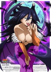 1girls animal_print bat_print big_breasts black_hair blue_eyes breasts cosplay darkstalkers effasempai female female_only head_wings huge_breasts large_breasts midnight_(my_hero_academia) morrigan_aensland_(cosplay) my_hero_academia nemuri_kayama suggestive_pose wings