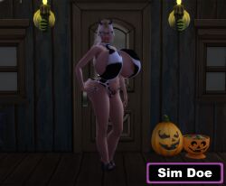 3d big_ass big_breasts big_lips blonde_hair caption cow_outfit female glasses hairy_pussy halloween halloween_costume long_nails massive_ass massive_breasts milf nipples_showing original_character sim_doe sims sims4 sims_4 tanned tanned_female tanned_skin the_sims the_sims_4 thick tracey_duncan(sim_doe)