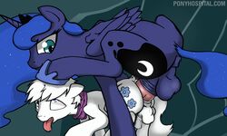 2015 alicorn anal anal_sex animal_genitalia anus balls blue_hair cutie_mark double_diamond_(mlp) duo equine feral friendship_is_magic furry futa_is_bigger futa_on_male futanari hair herm herm_on_male hi_res horn horsecock intersex larger_futanari long_hair male mammal my_little_pony penetration penis penis_size_difference ponyhospital princess_luna_(mlp) sex size_difference smaller_male smile tongue tongue_out white_hair wings