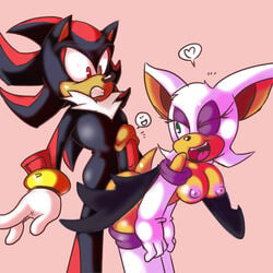 anthro areola bat big_breasts breasts buttjob erect_nipples erection female hedgehog male mammal nipples penis rouge_the_bat sex shadow_the_hedgehog sonic_(series) toufu_(artist)