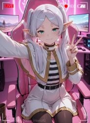 ai_assisted ai_generated akira_hentai female focused frieren frieren_beyond_journey's_end gamer gamer_girl girly onlyfans patreon_reward patreon_username pink_room portrait sitting solo streamer streaming