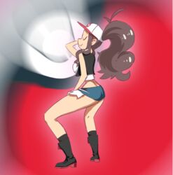 animated boots female female_only hilda_(pokemon) human laced_boots nintendo pokemon short_shorts solo supesnsfw twerking