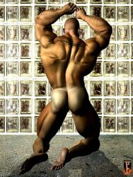 1boy 2002 3d archived_source ass back_view bara dated gay male male_only muscular original solo tagme tan_skin tanline ulf_raynor yaoi