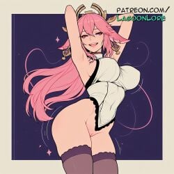 yae miko from genshin impact by lagoonlore