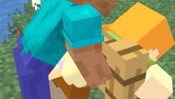1boy 1girls alex_(minecraft) ass ass_focus cock doggy_style fencecraft fucked_silly minecraft orange_hair penis pussy rape sex steve_(minecraft) stuck stuck_in_wall