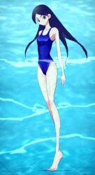 1girls 2010 2010s asian bangs black_hair blue_swimsuit breasts dark_eyes japanese_female kitsu_chiri light-skinned_female light_skin long_hair looking_at_viewer low_res lowres parted_bangs sayonara_zetsubou_sensei small_breasts solo source_request swimsuit tall tall_female underwater