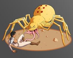 ada_carlia arachnid arthropod black_hair cunnilingus dark_skin faux_drider full-length_portrait full_length hair human mammal monster oo_sebastian_oo portrait solo spider standing tentacle torn_clothing