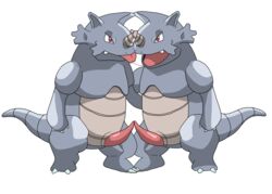 duo frottage kissing male mammal nintendo penis plain_background pokemon pokemon_(species) red_eyes rhinoceros rhydon saliva sex sfbwd tongue yaoi