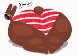 animated asking_for_it ass_bigger_than_head ass_focus big_ass breathotter bunny chocolate christmas cocoa_the_bunny dialogue fat_ass gif green_eyes holidays looking_at_viewer looking_back mr_otter_breath no_arms non-human shiny striped_panties tagme text toony white_background wiggling_ass