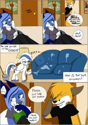 anthro bed book canine cleaning comic daughter dialog english_text equine eyewear facepalm father father_and_daughter female feral fox friendship_is_magic furry furry_only glasses male mammal mother my_little_pony nikkisheep parent smile sofa text